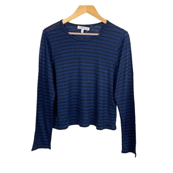 Good American Stripe Linen Crew Neck Top - Picture 2 of 9